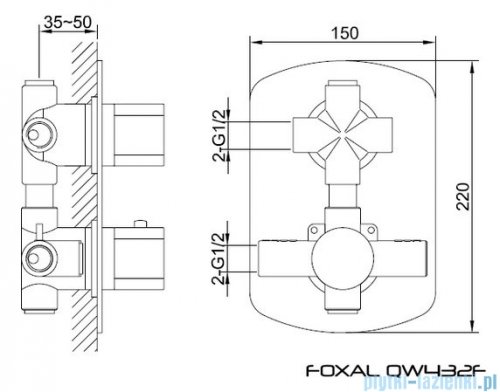 Kohlman Foxal Termostatyczna podtynkowa bateria wannowo-prysznicowa z trzema wyjściami QW433F