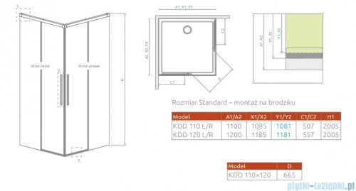 Radaway Idea 8 QL Black Kdd kabina 110x120cm szkło przejrzyste 10590110-54-01L/10590120-54-01R