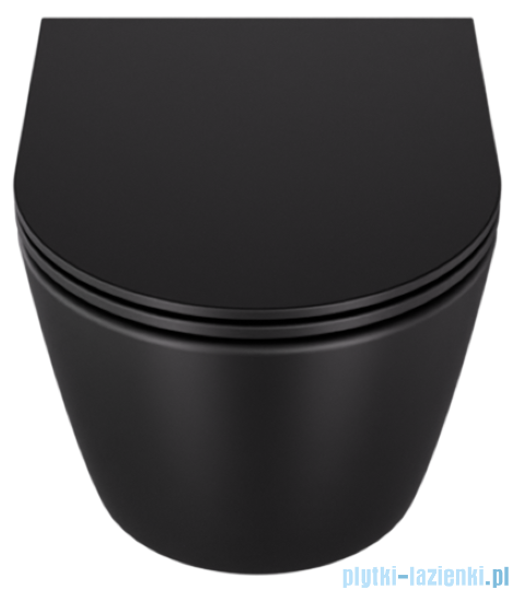 Besco Aspen Matt Black miska WC wisząca + deska wolnoopadająca Aspen Black czarny matt #ZAS-C-DAC