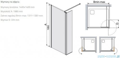 Sanplast Prestige III PR2/PRIII kabina Walk-In z elementem ruchomym 140x198 cm czarny matowy 600-073-1250-59-401