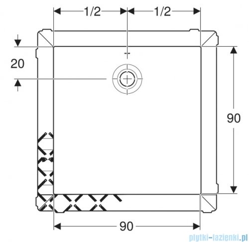 Geberit brodzik Olona 90x90cm z włókniną uszczelniającą biały 550.901.00.1