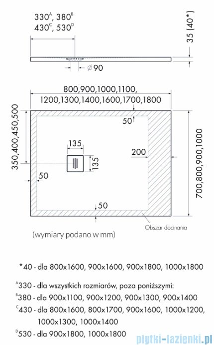 Schedpol Schedline Protos Grey Stone brodzik prostokątny 120x100x3,5cm 3SP.P1P-100120/S/ST-M1/S/ST