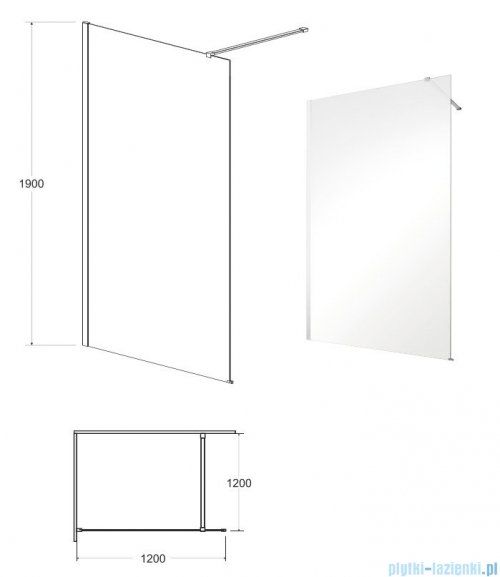 Besco Eco-n kabina walk-in 120x195cm przejrzyste EN-120-195C