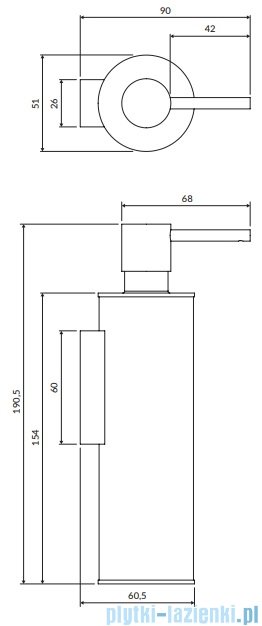 Omnires Modern Project dozownik mydła w płynie wiszący miedź MP60721CP