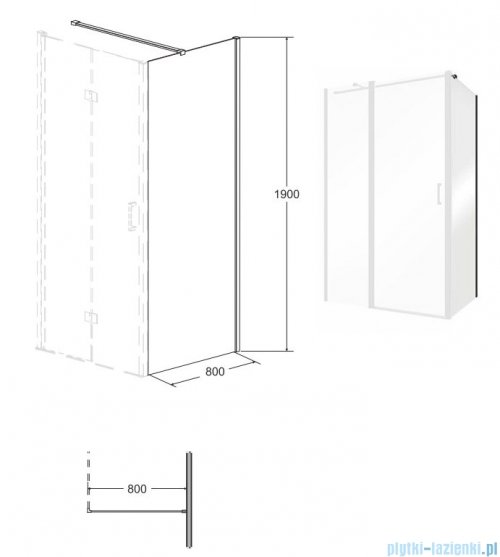 Besco Exo-CH Black ścianka boczna 80x190 przejrzyste PCH-8B-190C