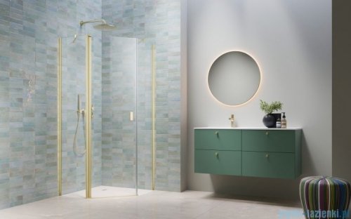 Radaway Nes Brushed Light Gold Ptj kabina pięciokątna 100x80cm lewa szczotkowane jasne złoto 10052000-98-01L/10052200-98-01