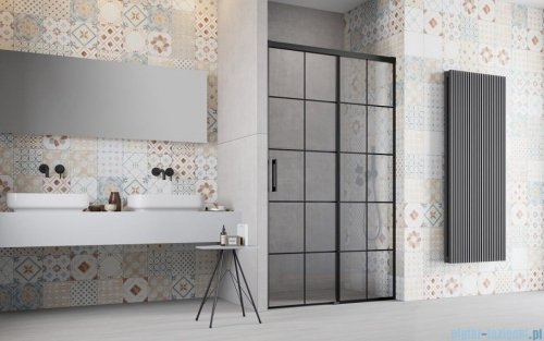 Radaway Idea Black Dwj Factory Drzwi wnękowe 120cm prawa czarny mat/szkło przejrzyste 387016-54-55R