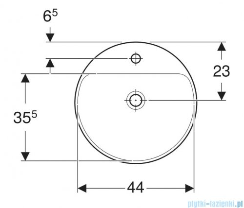 Geberit VariForm Umywalka okrągła z półką z otworem na baterię 48cm 500.706.01.2