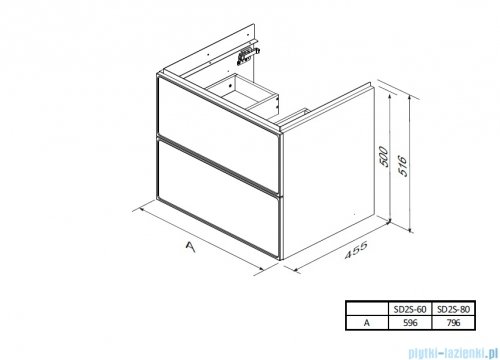 Oristo Lagom szafka podumywalkowa wisząca 80x50x45 piaskowy mat OR53-SD2S-80-10