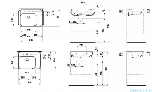 Laufen Meda umywalka ścienna z powłoką LCC (LAUFEN Clean Coat) 60x46cm biała H8181114001041