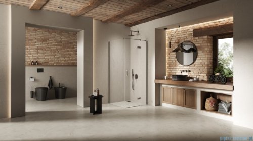 New Trendy Nesta Gunmetal Brushed kabina 110x70x200 cm prawa wspornik równoległy grafit szczotkowany/szkło przejrzyste K-4744