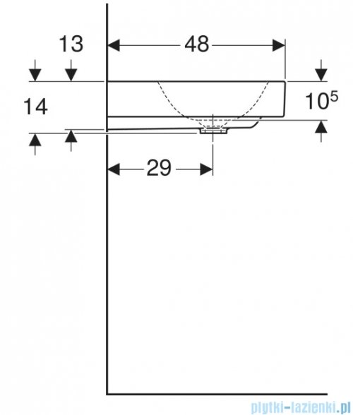 Geberit One Umywalka prostokątna bez otworu na baterię 105x48cm KeraTect 505.021.01.4