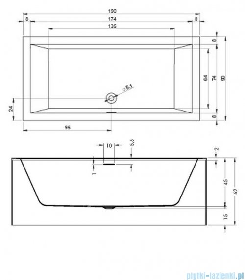 Riho Rethink Cubic Plug&amp;Play 190x90cm wanna prostokątna lewa B109012005