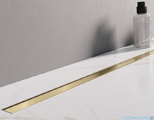 New Trendy Visio Slim Gold Shine odpływ liniowy z rusztem polerowanym w kolorze złota 100x3,2 cm OL-0075