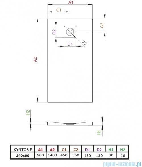 Radaway Kyntos F brodzik 140x90cm cemento HKF14090-74