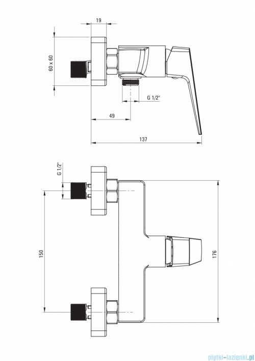 Deante BLUR Bateria prysznicowa ścienna chrom BQL_040M