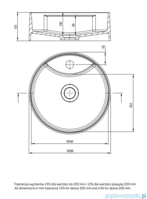 Deante SILIA Umywalka granitowa nablatowa z miejscem na baterię Ø36 nero CQS_NU4B