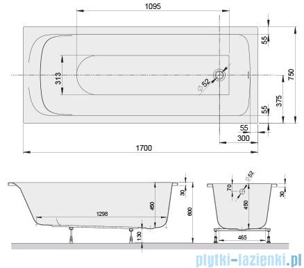 Sanplast Basic Line WP/BASIC wanna prostokątna 170x75 cm 610-450-0170-01-000