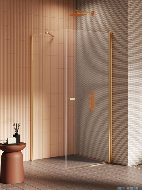 New Trendy New Soleo Gold Brushed 90x70x195 cm kabina wspornik skośny złoto szczotkowane/szkło przejrzyste K-4182