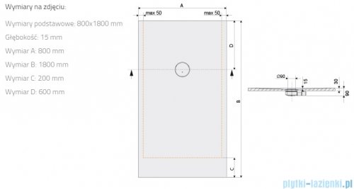 Sanplast Structure Mineral B-M/STRUCTURE brodzik prostokątny 80x180x1,5 cm szary mleczny 645-360-0410-55-010