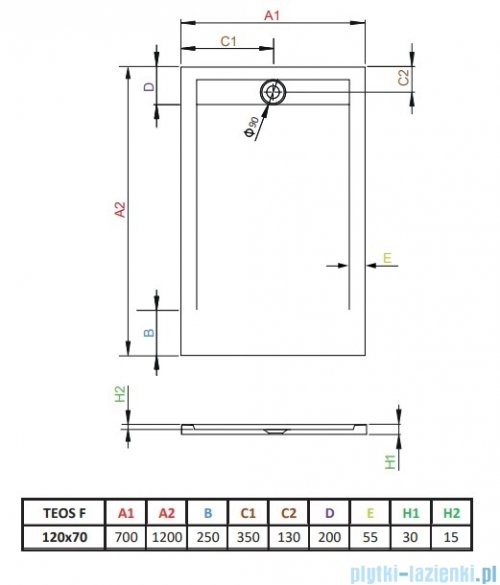 Radaway Teos F brodzik 120x70cm biały HTF12070-04