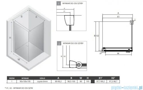 New Trendy New Soleo Light Gold 90x100x195 cm kabina wspornik prosty złoty połysk/szkło przejrzyste K-1842-WP