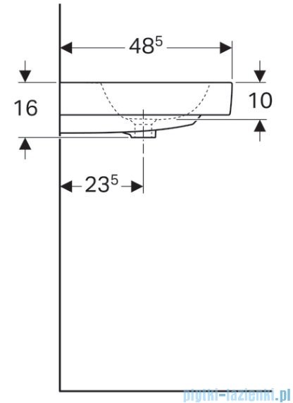 Geberit iCon Umywalka ścienna podwójna z otworem na baterię 120x48 cm 124120000