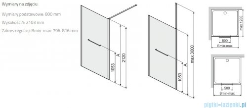 Sanplast Altus PI/ALTIIa kabina walk-in 80x212 cm czarny matowy 600-121-2521-59-401