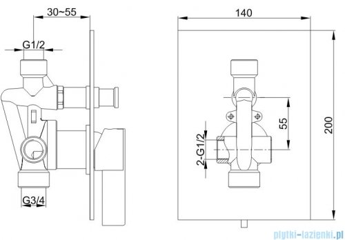 Kohlman Dexame zestaw prysznicowy z deszczownicą kwadratową 35x35 cm chrom QW210DQ35