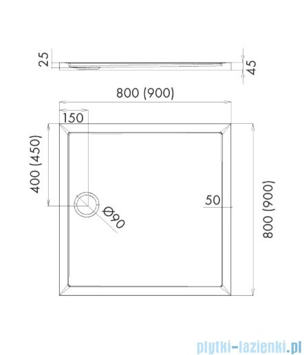 Schedpol Schedline Sharper brodzik kwadratowy Czarny Mat 80x80x4,5cm 3S.S2K-8080/C/MG