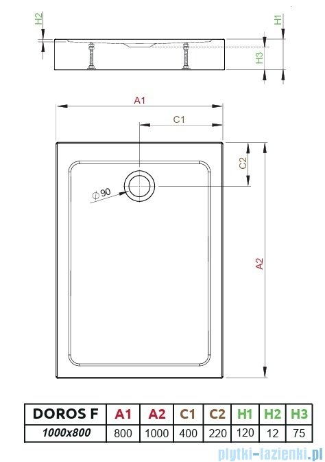 Radaway Doros F Compact Stone brodzik 100x80 kaszmirowy SDRFP1080-05-84S