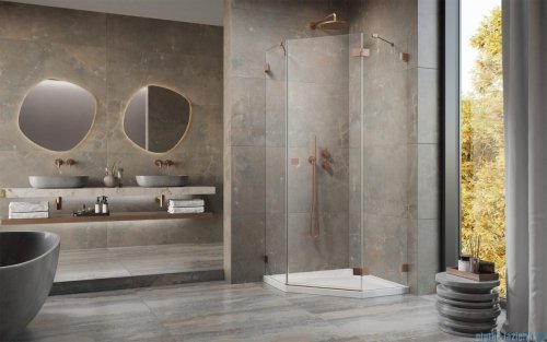 Radaway Essenza Pro Brushed Copper Ptj kabina pięciokątna 100x100 prawa szczotkowana miedź 10100000-93-01R/10100300-01-01