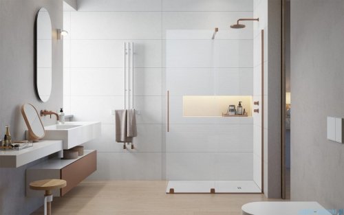 Radaway Furo Brushed Copper kabina Walk-in 150x200cm prawa szczotkowana miedź 10106788-93-01R/10110744-01-01