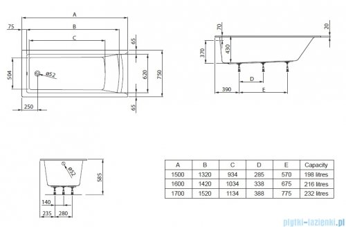 Roca Savai Slim Rim wanna prostokątna 150x75cm A248587000