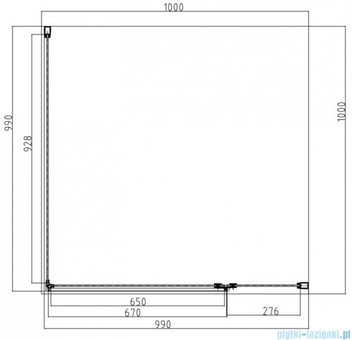 Omnires Manhattan kabina kwadratowa 100x100cm przejrzyste profile czarne MH1010BLTR