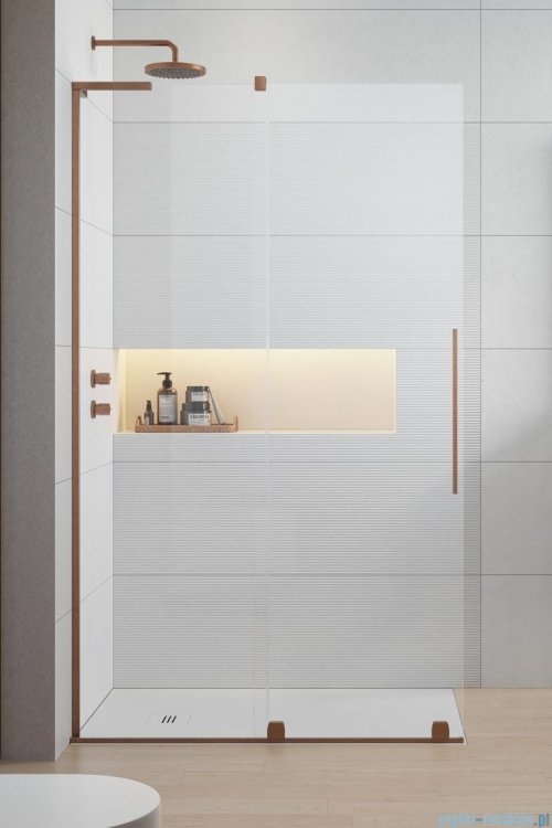 Radaway Furo SL Brushed Copper kabina Walk-in 90x200cm lewa szczotkowana miedź 10306488-93-01L/10110444-01-01
