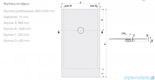 Sanplast Structure Mineral B-M/STRUCTURE brodzik prostokątny 90x140x1,5 cm mat czerni 645-360-0570-59-010