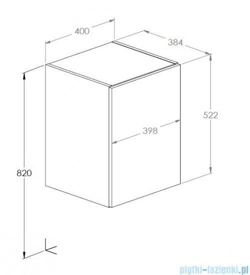 Roca Kwadro moduł boczny z drzwiami 40x38x53 cm CZARNY POŁYSK  A857974351