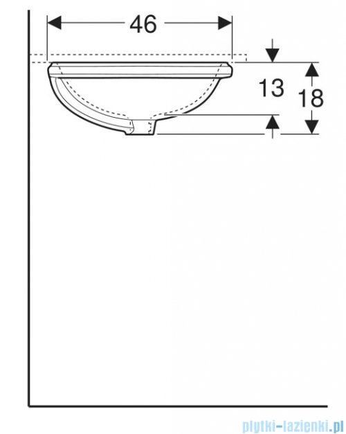 Geberit VariForm Umywalka owalna z przelewem 56x46cm KeraTect 500.752.00.2