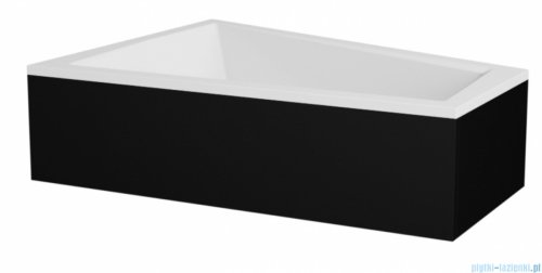 Besco Intima Duo 180x125cm wanna asymetryczna lewa + obudowa CZARNY mat + CZARNY syfon #WAID-180-NL/OAID-180-NSC/19977