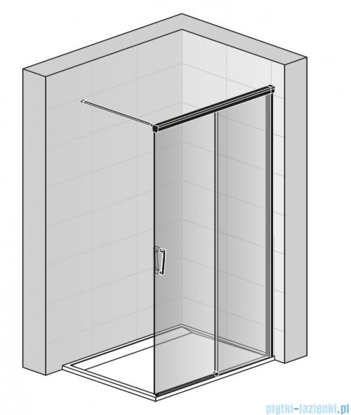 SanSwiss Cadura Black Line kabina Walk in 120cm prawa ze ścianką przesuwną profile czarny mat CAW2D1200607