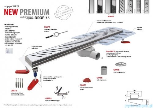 Wiper New Premium Mistral Odpływ liniowy z kołnierzem 120 cm syfon drop 35 szlif 500.0100.02.120