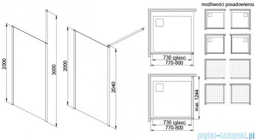 Sanplast Exa Line Pu/EXA LINE Kabina walk-in 80x200 cm czarny matowy 600-540-1520-59-401
