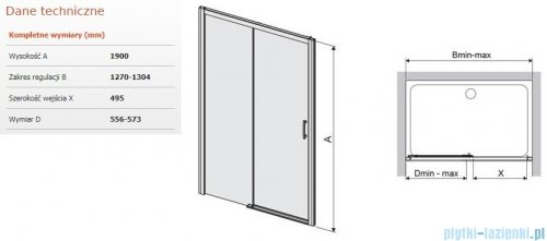 Sanplast Free Zone drzwi przesuwne D2L/FREEZONE 130x190 cm lewe przejrzyste 600-271-3170-38-401