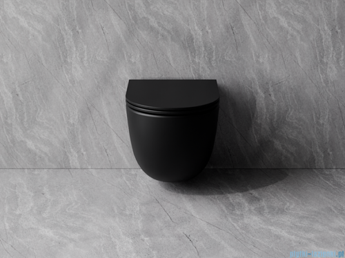 Besco Aspen Ergo Matt Black miska WC wisząca + deska wolnoopadająca Aspen Black czarny matt #ZASE-C-DAC