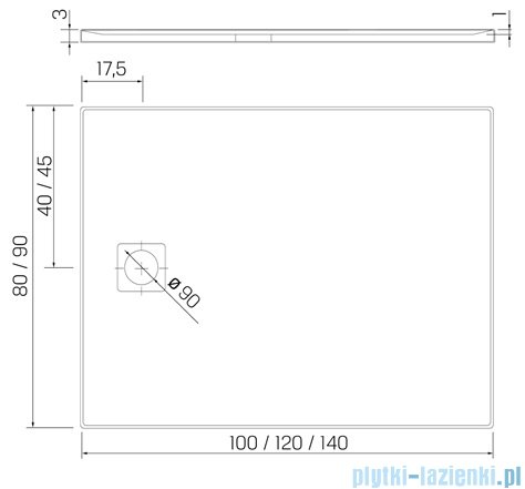 New Trendy Mori brodzik konglomeratowy prostokątny 140x90x3 cm biały B-0437