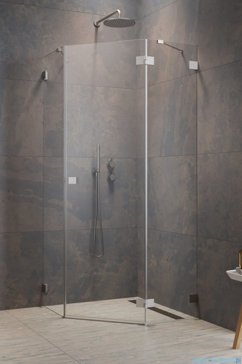 Radaway Essenza Pro Brushed Nickel Ptj kabina pięciokątna 80x80 prawa szczotkowany nikiel 10100000-91-01R/10100100-01-01
