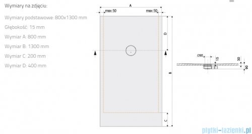 Sanplast Structure Mineral B-M/STRUCTURE brodzik prostokątny 80x130x1,5 cm mat czerni 645-360-0360-59-010