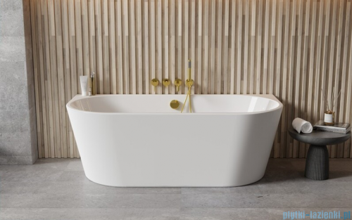 Besco Vica New wanna 170x80cm wolnostojąca przyścienna z odpływem klik-klak czarny matt z napełnieniem przez przelew #WAS-170VNCN