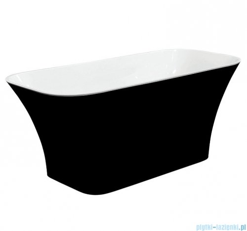 Besco Assos S-Line 160x70cm wanna biało-czarna wolnostojąca + syfon klik-klak biały czyszczony od góry #WMD-160ABWB
